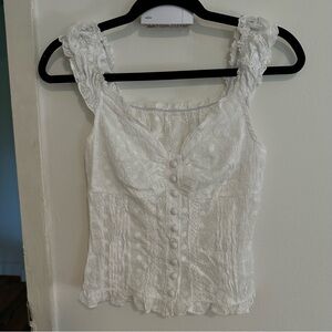 White Eyelet Cotton Sleeveless Top